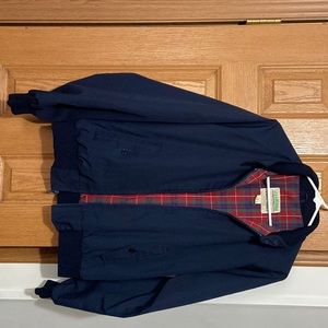 Navy blue light jacket.